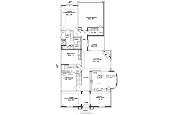 Floor Plan - Main Floor for Traditional House Plan #81-382 - 3 bed, 3 bath