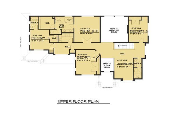 Floor Plan - Upper Floor for Traditional House Plan #1066-75 - 5 bed, 4.5 bath
