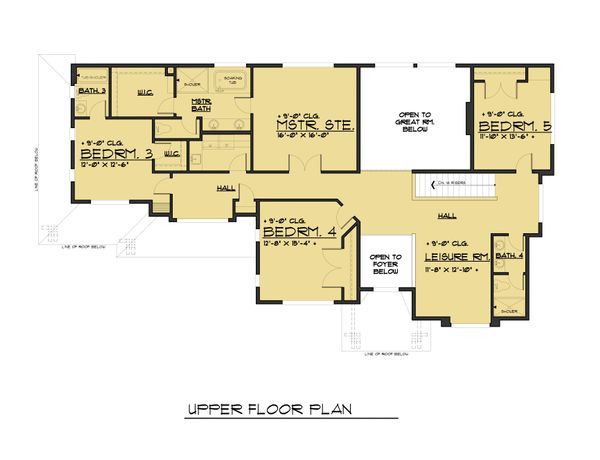 House Blueprint - Traditional Floor Plan - Upper Floor Plan #1066-75