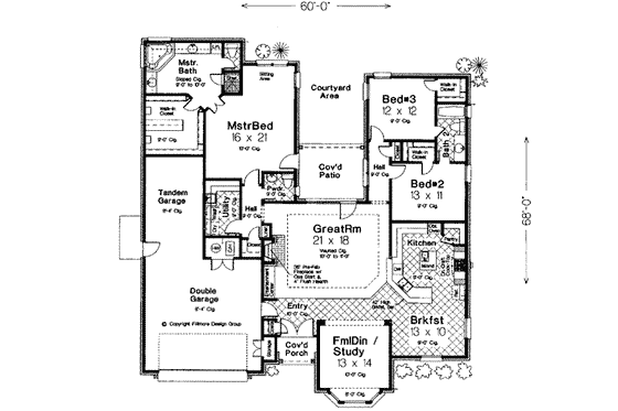 Floor Plan - Main Floor for Traditional House Plan #310-256 - 3 bed, 2.5 bath