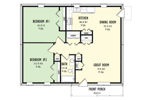 Floor Plan - Main Floor for Barndominium House Plan #1092-22 - 2 bed, 1 bath
