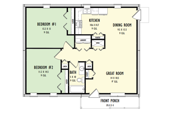 Floor Plan - Main Floor for Barndominium House Plan #1092-22 - 2 bed, 1 bath