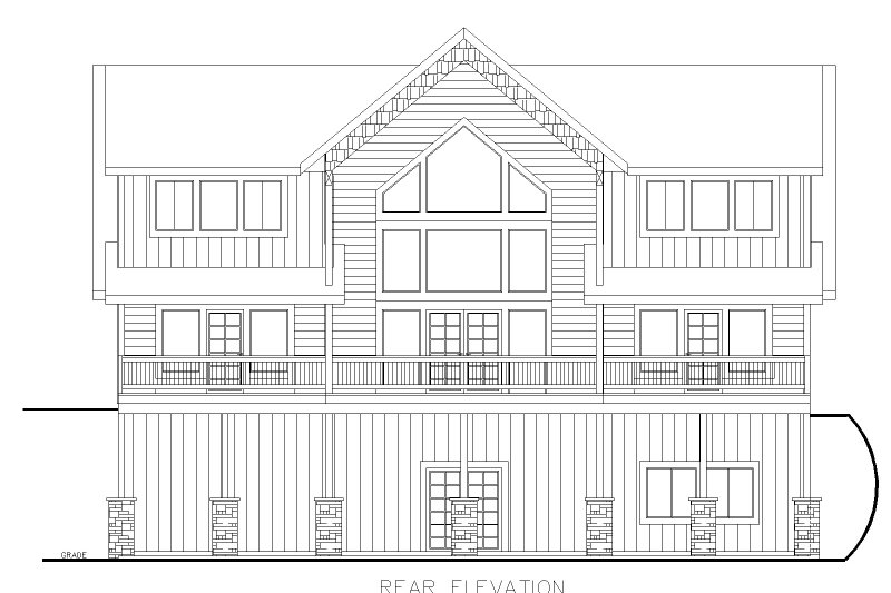 House Design - Exterior - Rear Elevation for Craftsman House Plan #117-1049 - 3 bed, 3.5 bath