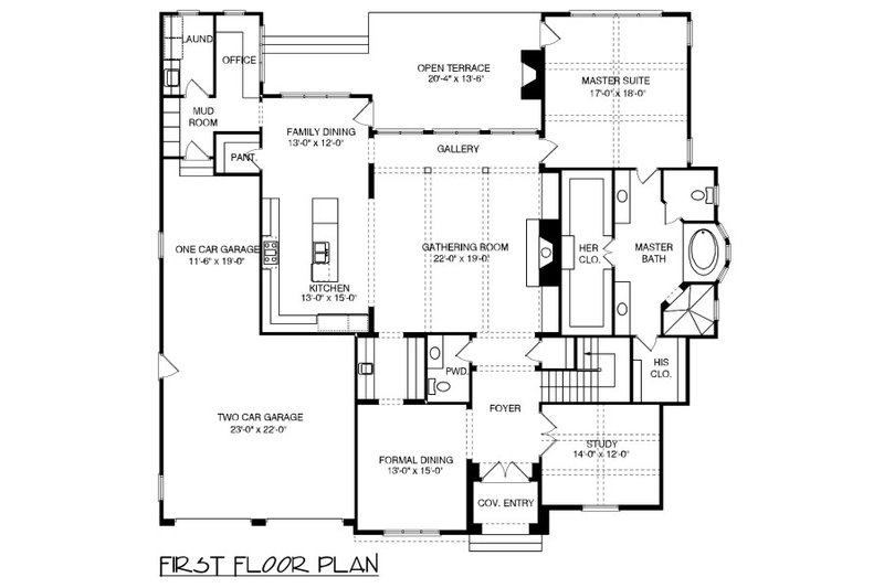 Home Plan - Floor Plan - Main Floor for European House Plan #413-891 - 4 bed, 4.5 bath