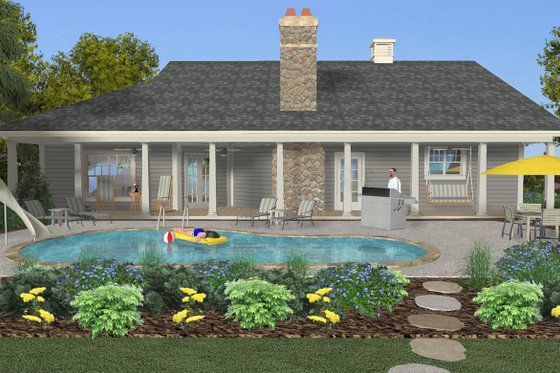 Exterior - Rear Elevation for Craftsman House Plan #56-717 - 3 bed, 3 bath