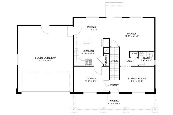 House Blueprint - Traditional Floor Plan - Main Floor Plan #1060-440