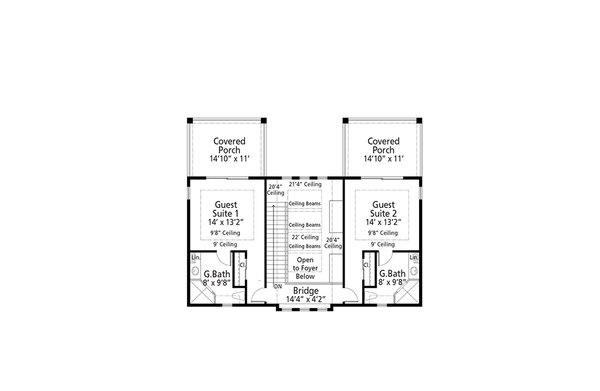 Traditional Floor Plan - Upper Floor Plan #938-122