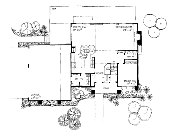 House Blueprint - Contemporary Floor Plan - Main Floor Plan #72-454