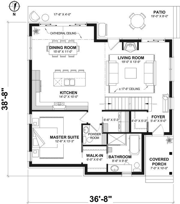 House Design - Floor Plan - Main Floor for Cabin House Plan #23-2879 - 3 bed, 2.5 bath