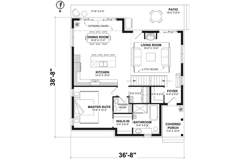 House Design - Floor Plan - Main Floor for Cabin House Plan #23-2879 - 3 bed, 2.5 bath
