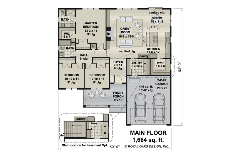 Home Plan - Floor Plan - Main Floor for Traditional House Plan #51-1211 - 3 bed, 2 bath