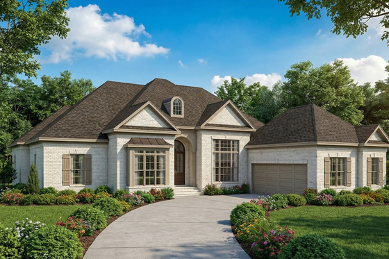 Exterior - Front Elevation for European House Plan #17-274 - 3 bed, 5 bath
