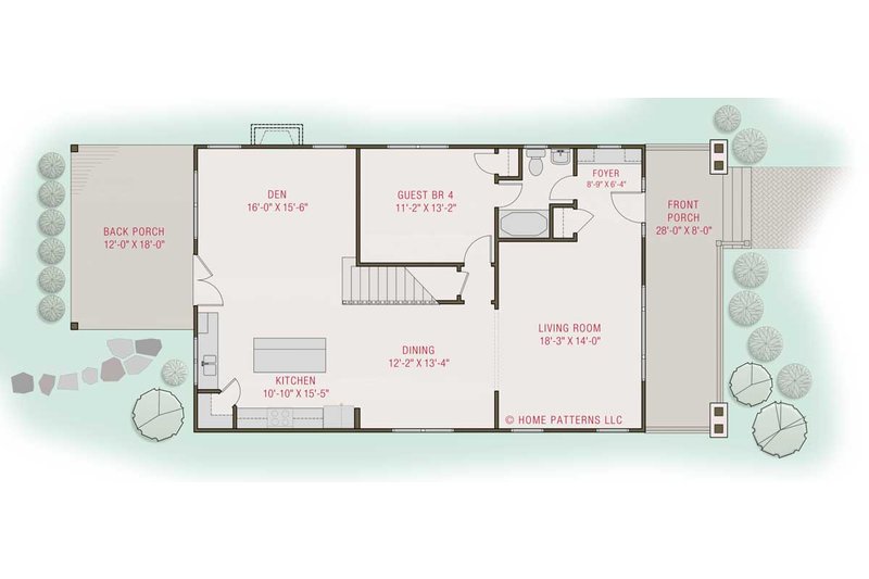Architectural House Design - Floor Plan - Main Floor for Craftsman House Plan #461-77 - 4 bed, 3 bath