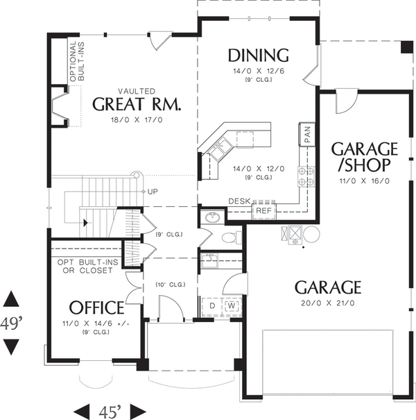 House Blueprint - Traditional style Plan 48-109, main floor