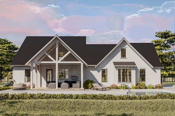 Exterior - Rear Elevation for Farmhouse House Plan #406-9656 - 4 bed, 2 bath