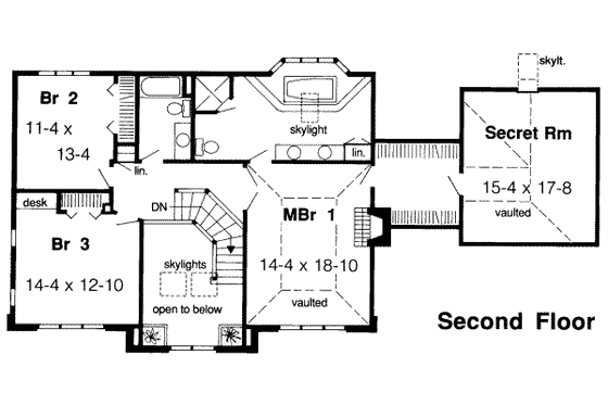 Floor Plan - Upper Floor for European House Plan #312-249 - 3 bed, 2.5 bath