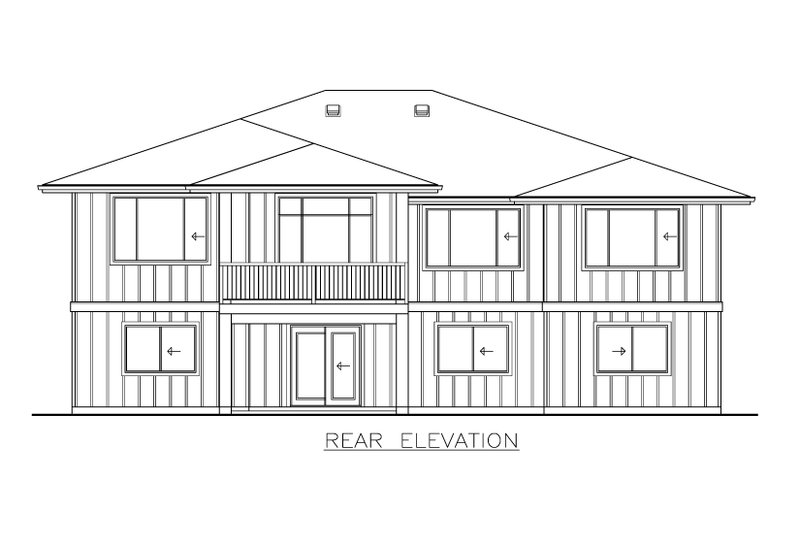 Architectural House Design - Exterior - Rear Elevation for Prairie House Plan #1100-84 - 3 bed, 2 bath