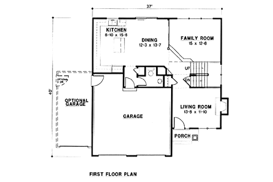 Floor Plan - Main Floor for Traditional House Plan #67-103 - 3 bed, 2.5 bath