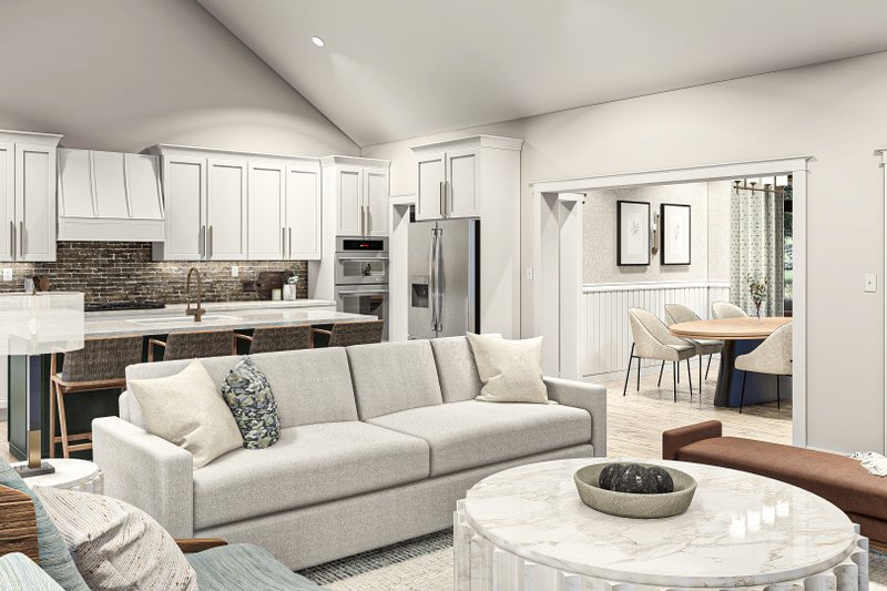 House Blueprint - Interior - Family Room 1 for Farmhouse House Plan #455-664 - 4 bed, 2.5 bath