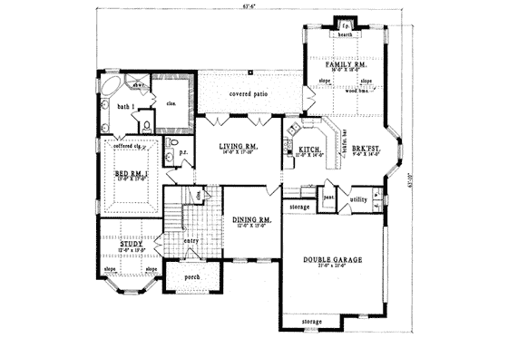 Floor Plan - Main Floor for European House Plan #42-276 - 4 bed, 2.5 bath