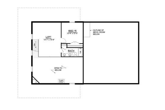 Floor Plan - Upper Floor for Country House Plan #1064-245 - 2 bed, 2.5 bath