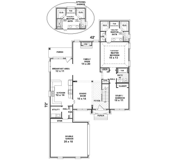 Floor Plan - Main Floor for European House Plan #81-276 - 3 bed, 3 bath