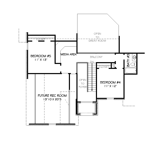 Traditional Floor Plan - Upper Floor Plan #424-69