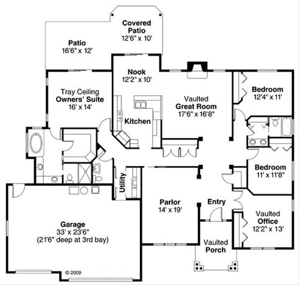 House Plan Design - Craftsman Floor Plan - Main Floor Plan #124-749