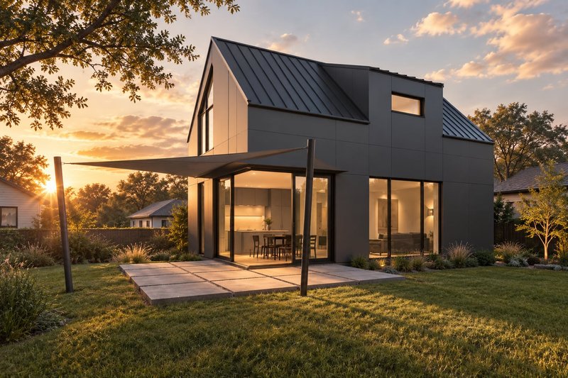 Architectural House Design - Exterior - Rear Elevation for Contemporary House Plan #80-232 - 2 bed, 1.5 bath