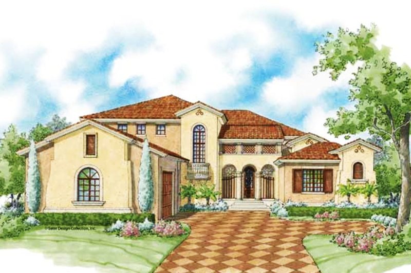 Dream House Plan - Mediterranean Exterior - Front Elevation Plan #930-427