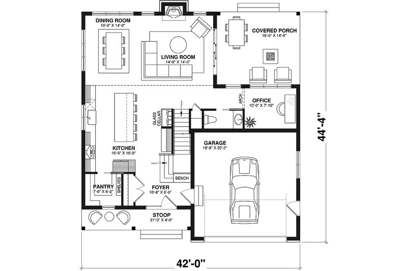 House Plan Design - Floor Plan - Main Floor for Farmhouse House Plan #23-2776 - 3 bed, 1.5 bath