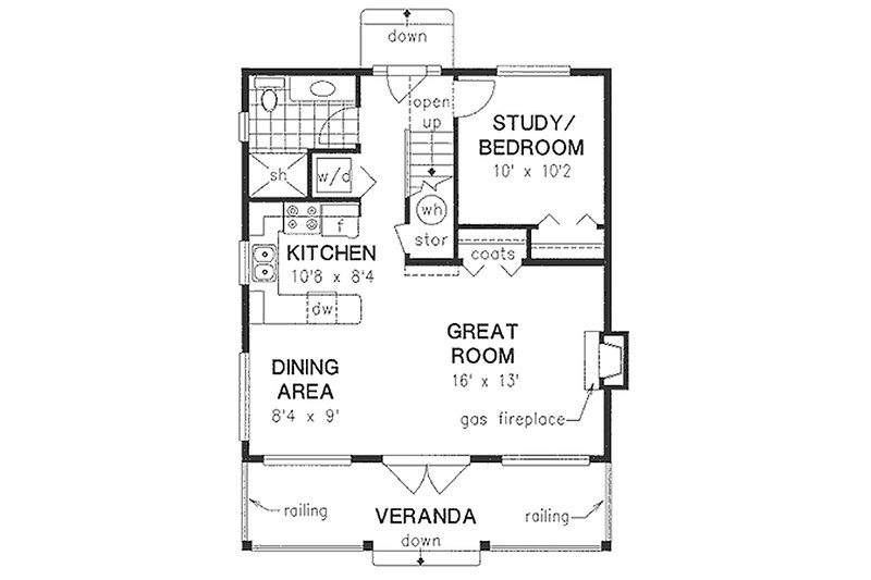 Home Plan - Floor Plan - Main Floor for Country House Plan #18-2001 - 3 bed, 2 bath