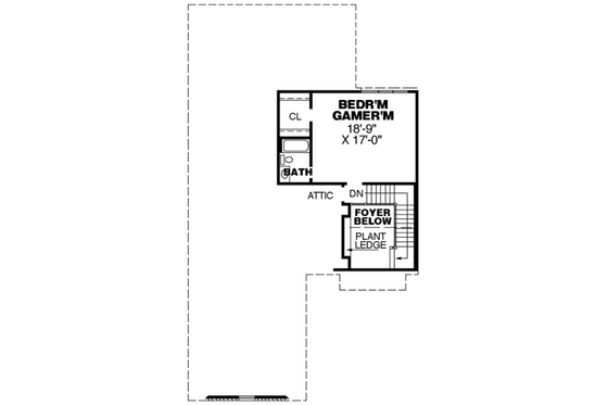 Floor Plan - Upper Floor for European House Plan #34-190 - 4 bed, 3 bath