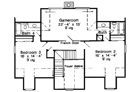 Floor Plan - Upper Floor for Farmhouse House Plan #410-122 - 4 bed, 4 bath