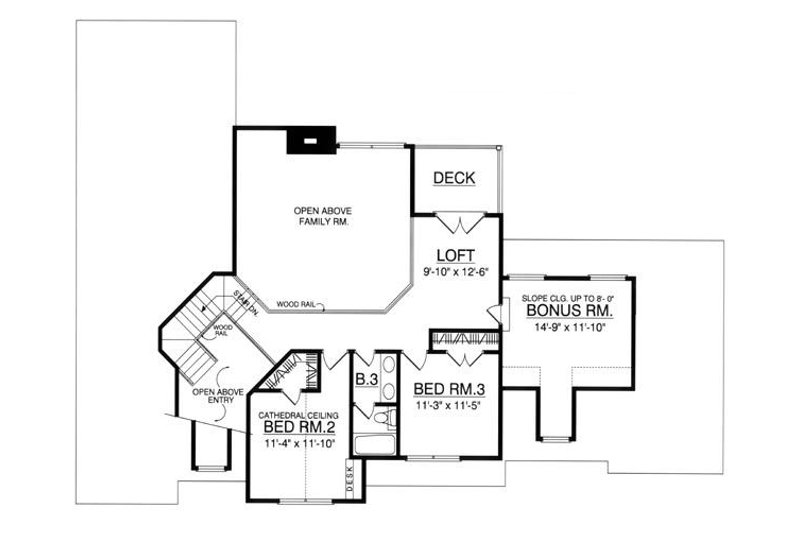 House Blueprint - Floor Plan - Upper Floor for Traditional House Plan #40-260 - 3 bed, 2.5 bath