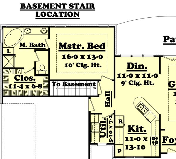 Home Plan - Optional Basement Stair Location
