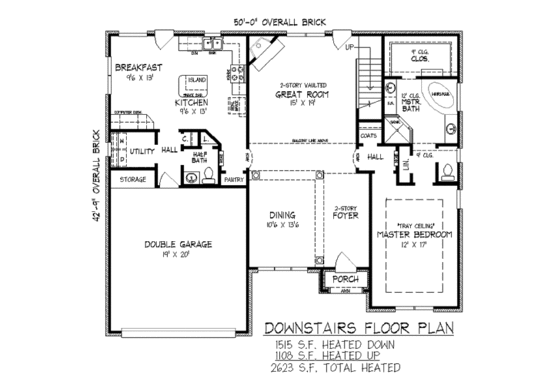 Floor Plan - Main Floor for European House Plan #424-4 - 4 bed, 2.5 bath
