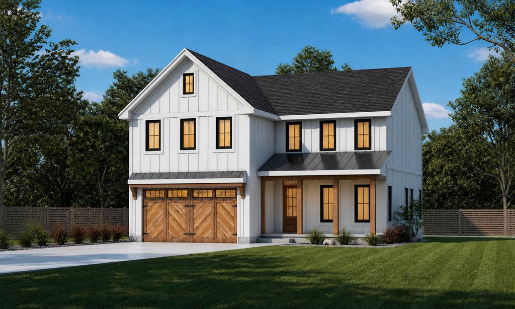 Exterior - Front Elevation 2 for Farmhouse House Plan #20-2545 - 4 bed, 2.5 bath