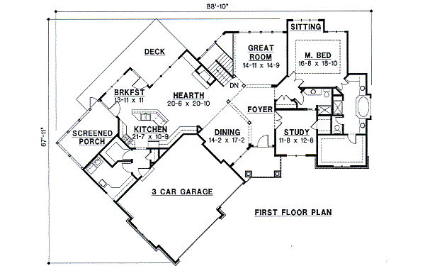 Mediterranean Floor Plan - Main Floor Plan #67-694