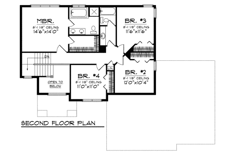 Dream House Plan - Floor Plan - Upper Floor for Traditional House Plan #70-684 - 4 bed, 2.5 bath