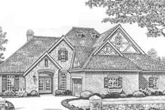 Exterior - Front Elevation for European House Plan #310-486 - 2 bed, 2 bath