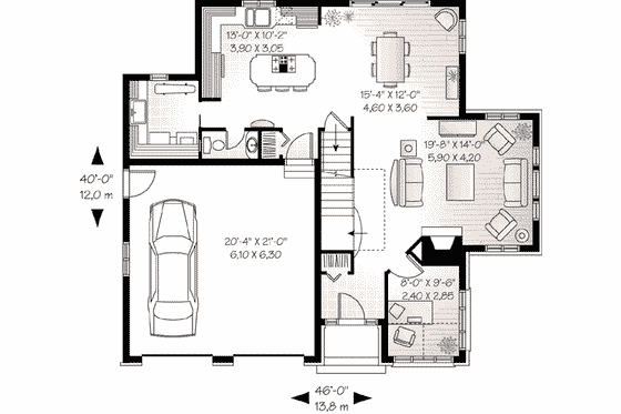 Floor Plan - Main Floor for Traditional House Plan #23-545 - 4 bed, 3.5 bath
