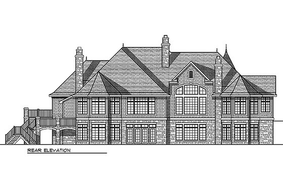 Rear View - 6400 square foot European style home