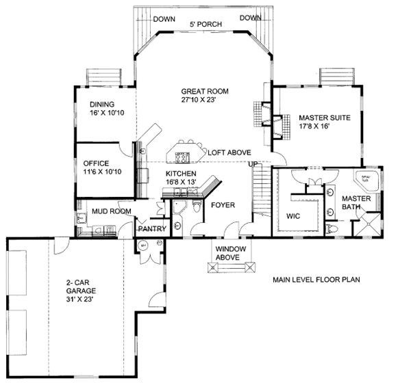 Architectural House Design - Bungalow Floor Plan - Main Floor Plan #117-730