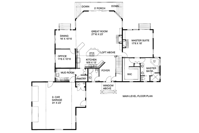 Architectural House Design - Floor Plan - Main Floor for Bungalow House Plan #117-730 - 3 bed, 2.5 bath