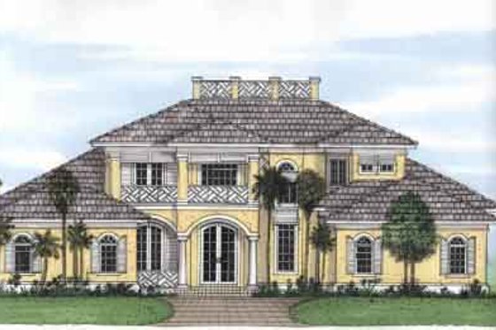 Exterior - Front Elevation for Mediterranean House Plan #115-189 - 4 bed, 4.5 bath
