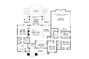 Floor Plan - Main Floor for Craftsman House Plan #929-14 - 3 bed, 2 bath