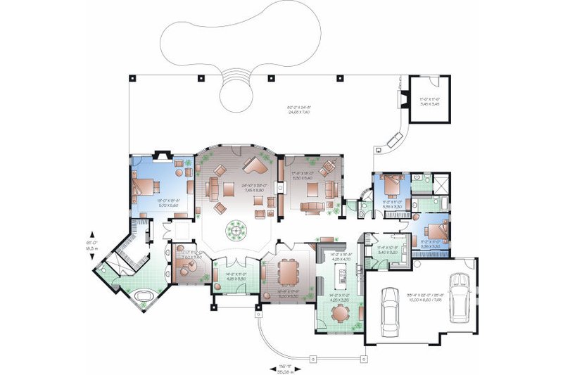 House Blueprint - Floor Plan - Main Floor for European House Plan #23-789 - 4 bed, 2 bath