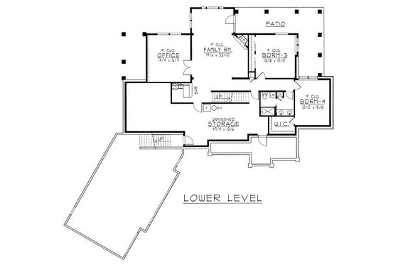Floor Plan - Lower Floor for Bungalow House Plan #112-143 - 4 bed, 3 bath