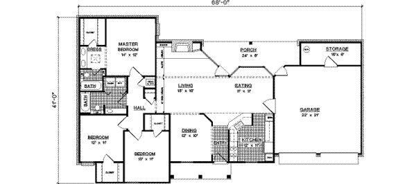 Architectural House Design - European Floor Plan - Main Floor Plan #45-187